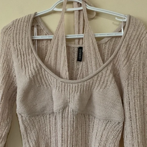 H&M Cream Ribbed Bikini Halter Sweater - Picture 2 of 6
